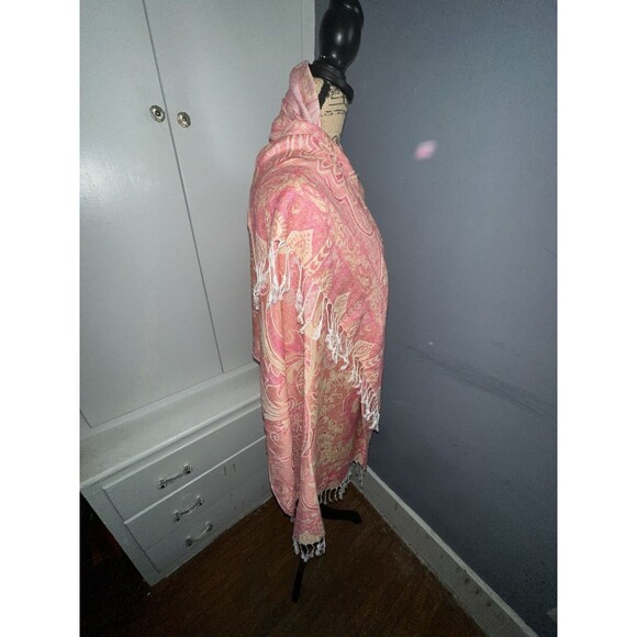 Cashmere Scarf Womens One Size Floral Scottish Fringe Wrap Shawl 27X71 - Picture 7 of 12